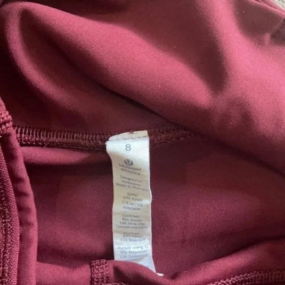 Lululemon Deep Rouge Body Con Crop Leggings 8